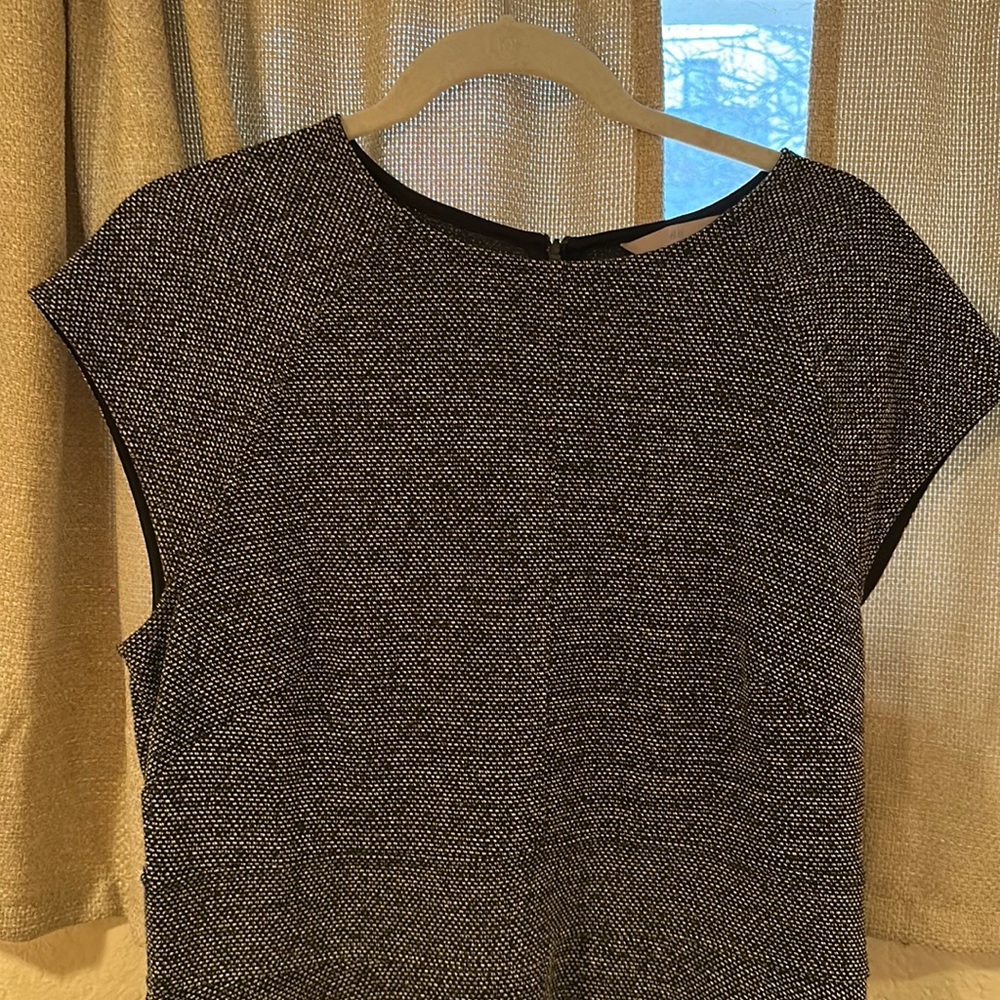 Capped Sleeve A-line Tea Length Work Dress